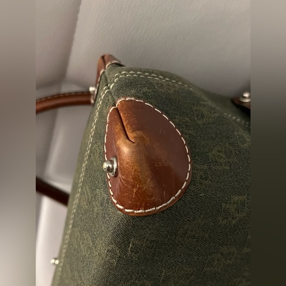 Dooney Bourke Handbag: Canvas Shoulder Purse brown leather satchel f key chain - Picture 12 of 13